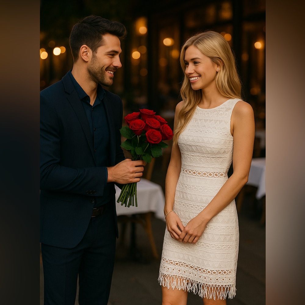 Lulu’s Elegant Cream Lace Dress